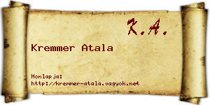 Kremmer Atala névjegykártya